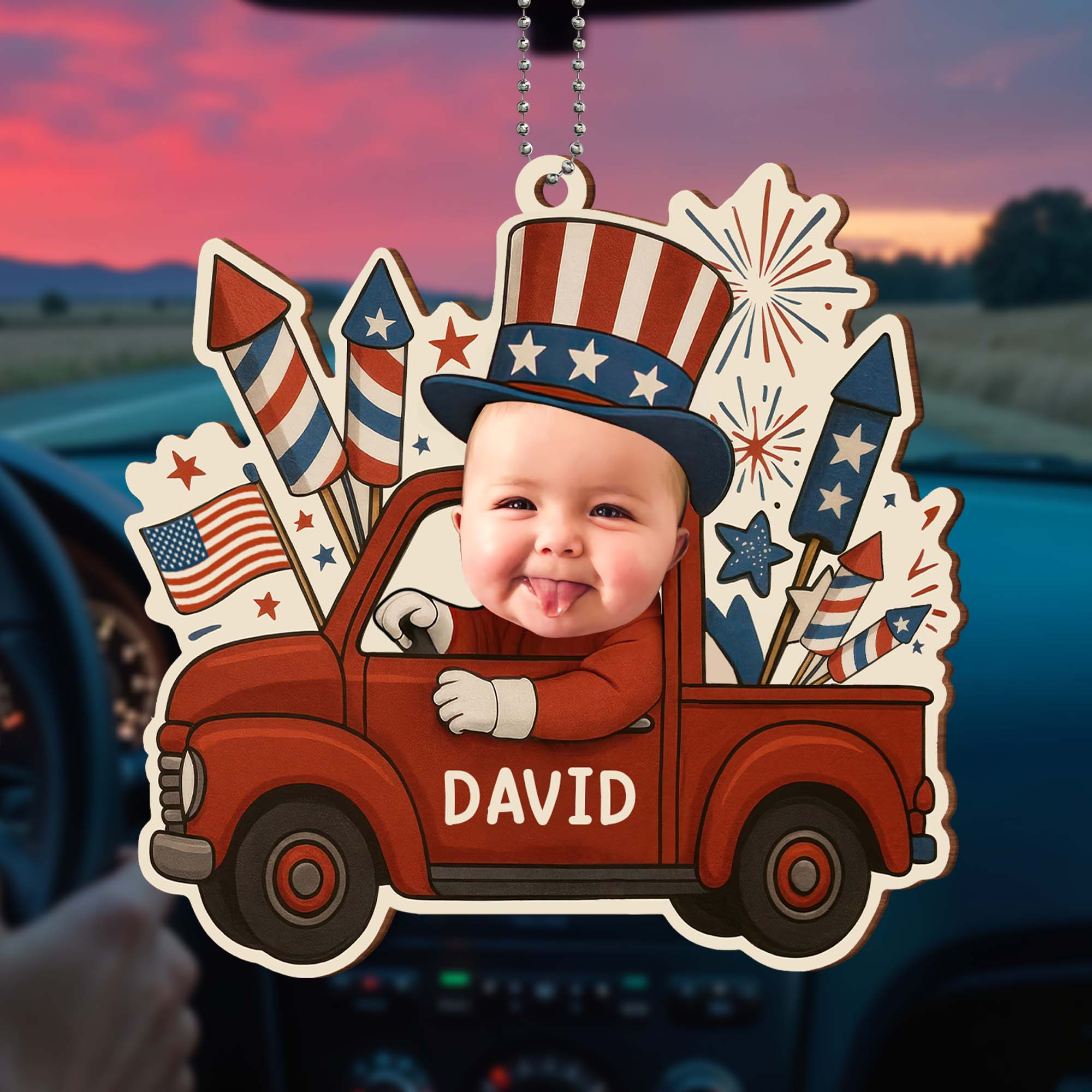 Personalized 1776 2026 250th Anniversary Fireworks Car Ornament Gift For Parents