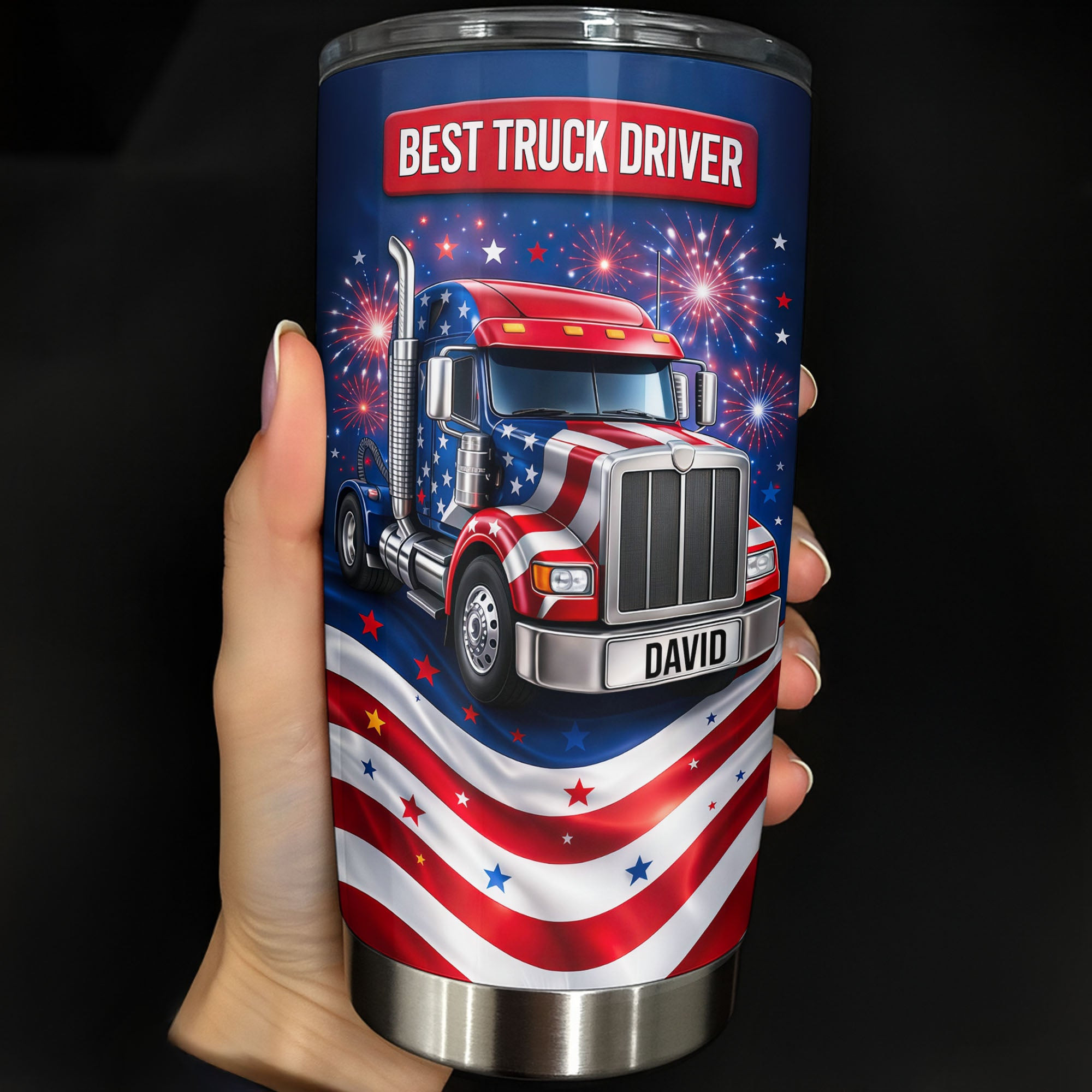 Personalized 1776 2026 250th Anniversary Fireworks Tumbler 4th Of July Gift For Patriotic Truckers