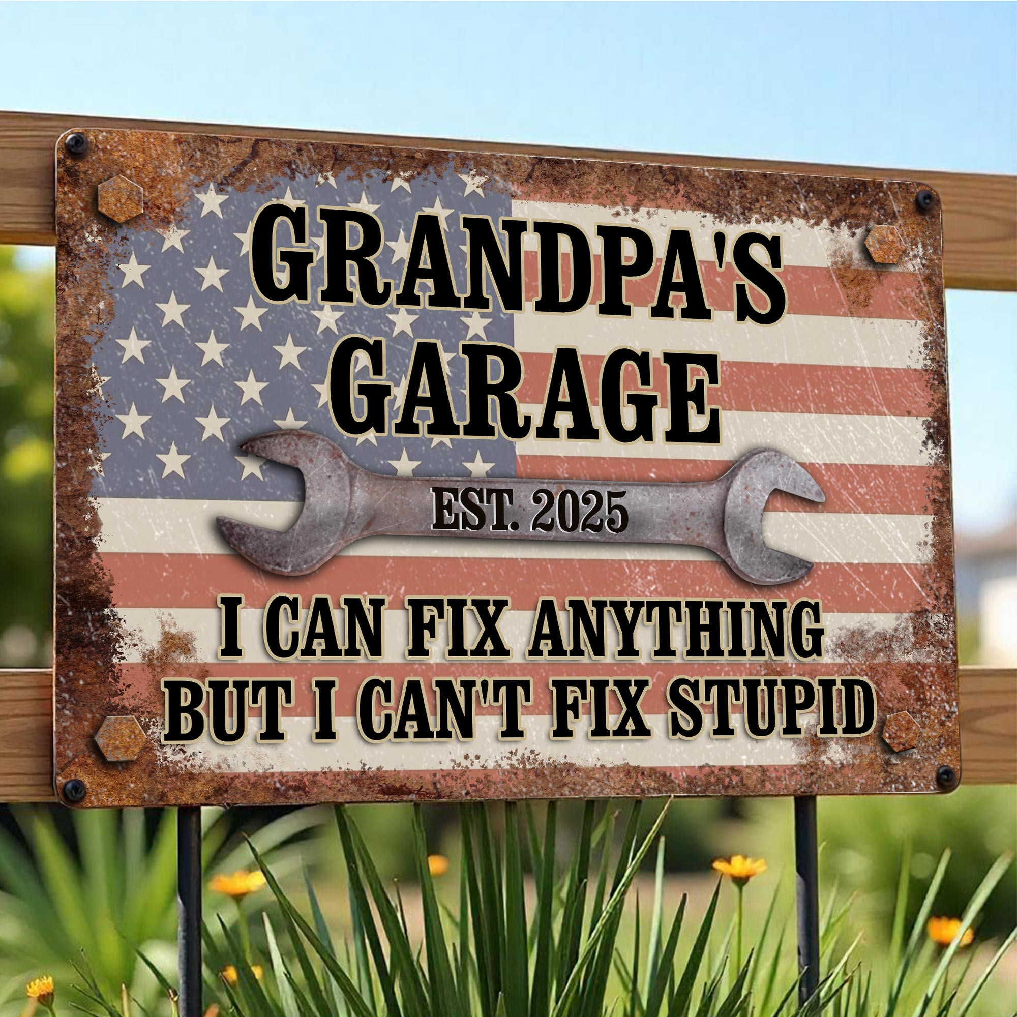 Personalized 1776 2026 250th Anniversary Flag Metal Sign Gift For Patriotic Grandpa