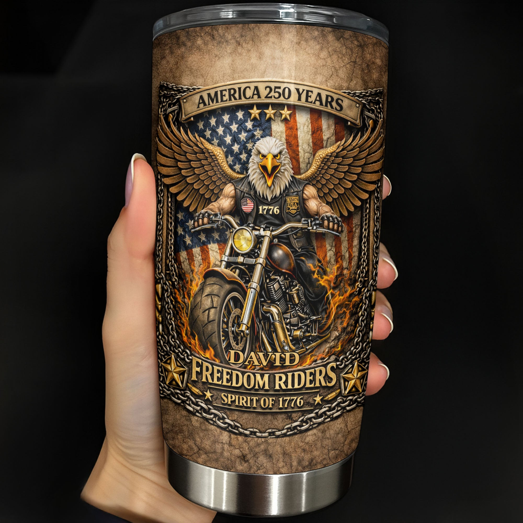 Personalized 1776 2026 250th Anniversary Freedom 1776 Eagle Tumbler Gift For Father's Day