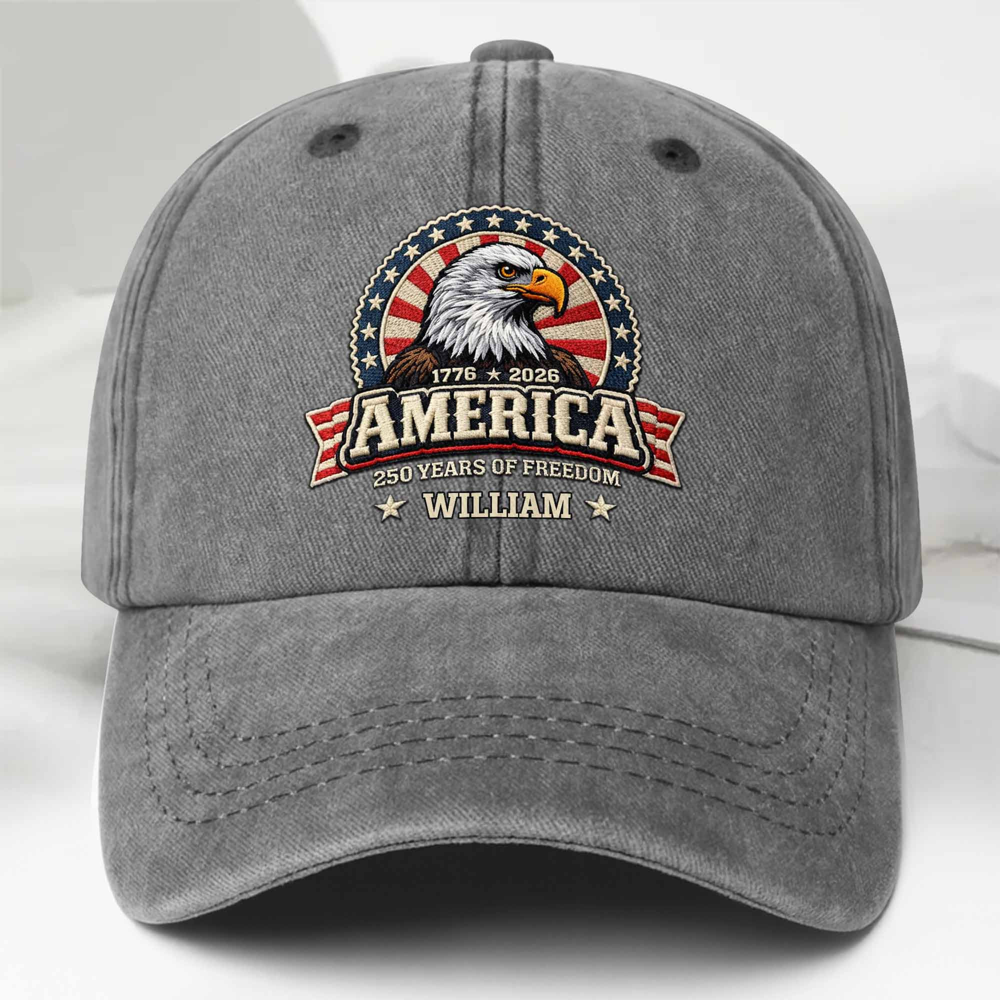 Personalized 1776 2026 250th Anniversary Freedom Eagle Hat Patriotic Gift For Family