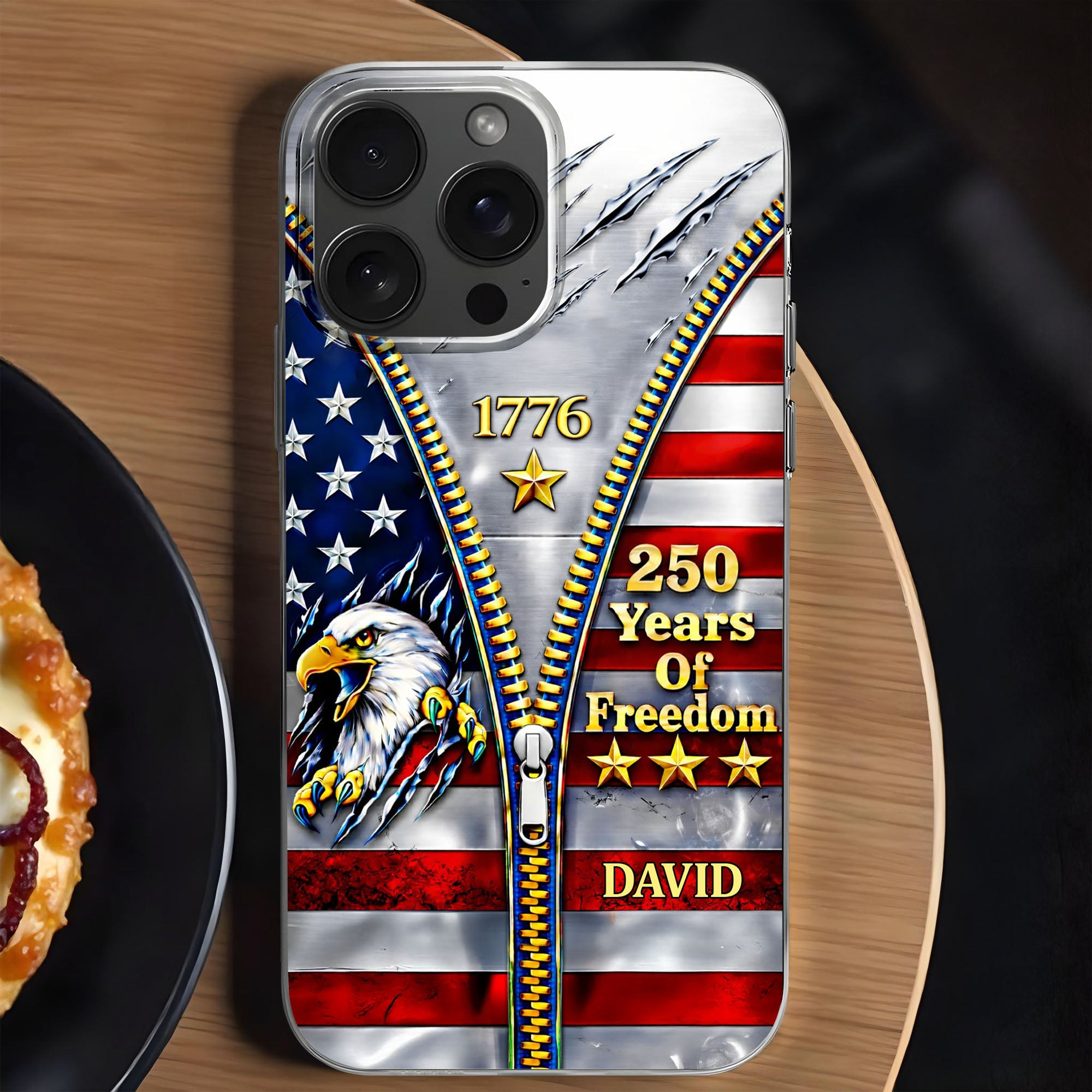 Personalized 1776 2026 250th Anniversary Freedom Flag Eagle Phone Case Gift For Real Patriots
