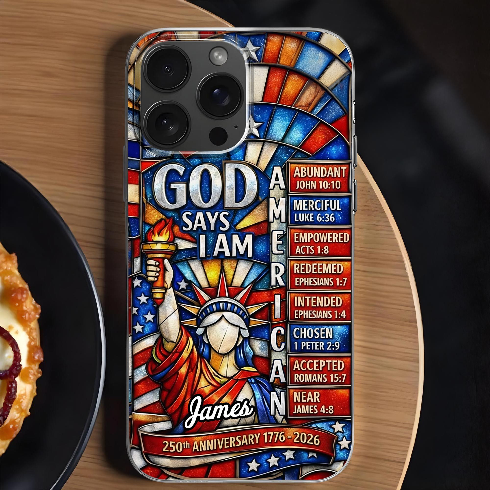 Personalized 1776 2026 250th Anniversary God Liberty Phone Case Gift For Patriotic Men