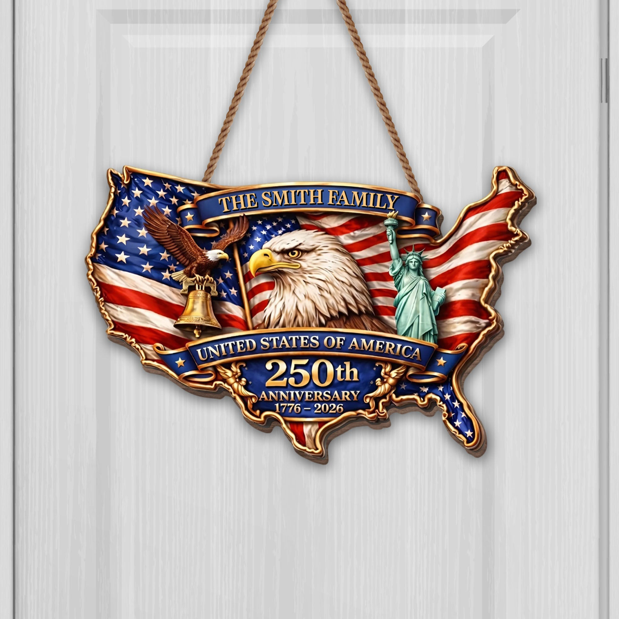 Personalized 1776 2026 250th Anniversary Liberty Bell Door Sign Gift For Family