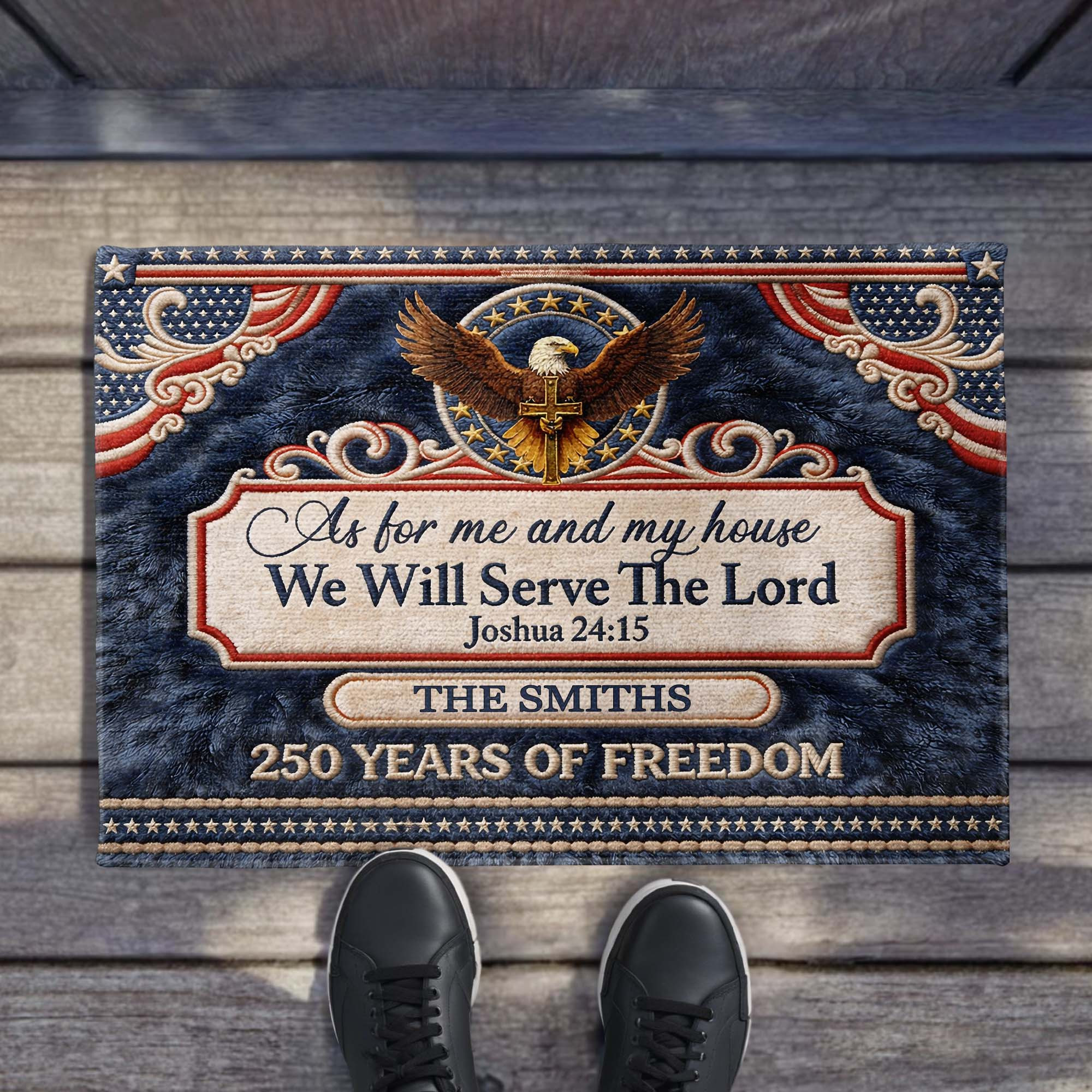 Personalized 1776 2026 250th Anniversary Patriotic Eagle Flag Doormat Gift For Patriotic Family