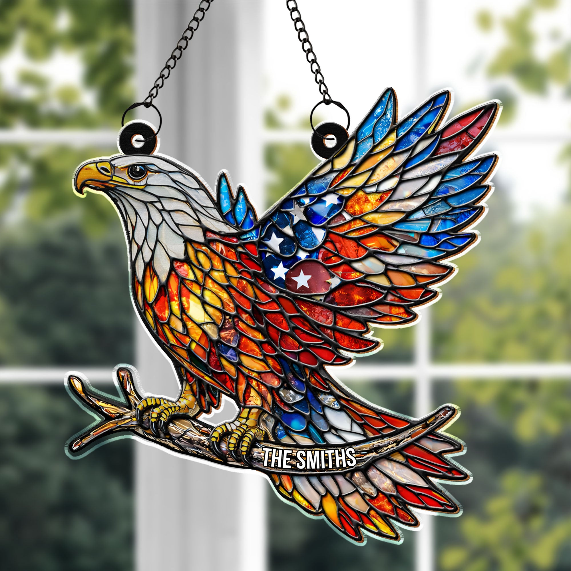 Personalized 1776 2026 250th Anniversary Patriotic Eagle Suncatcher Unique Gift For Family