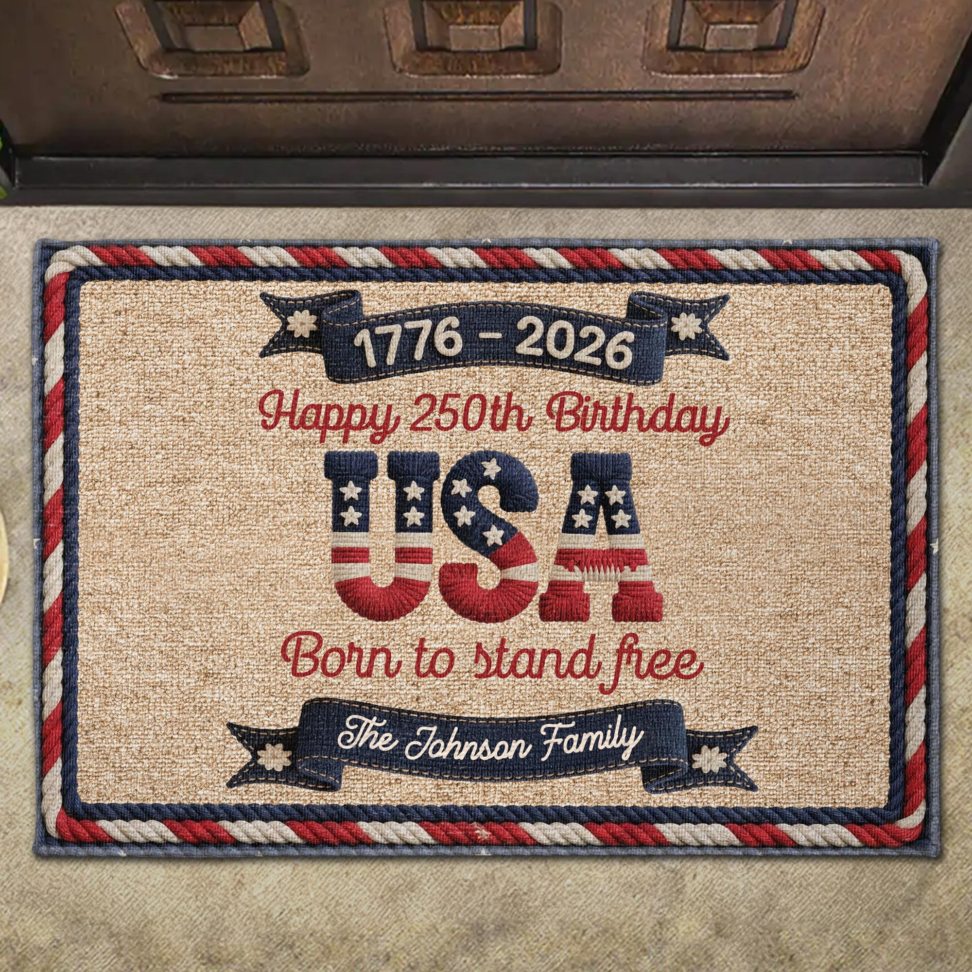 Personalized 1776 2026 250th Anniversary Stars Stripes Family Doormat Gift For Patriotic Family