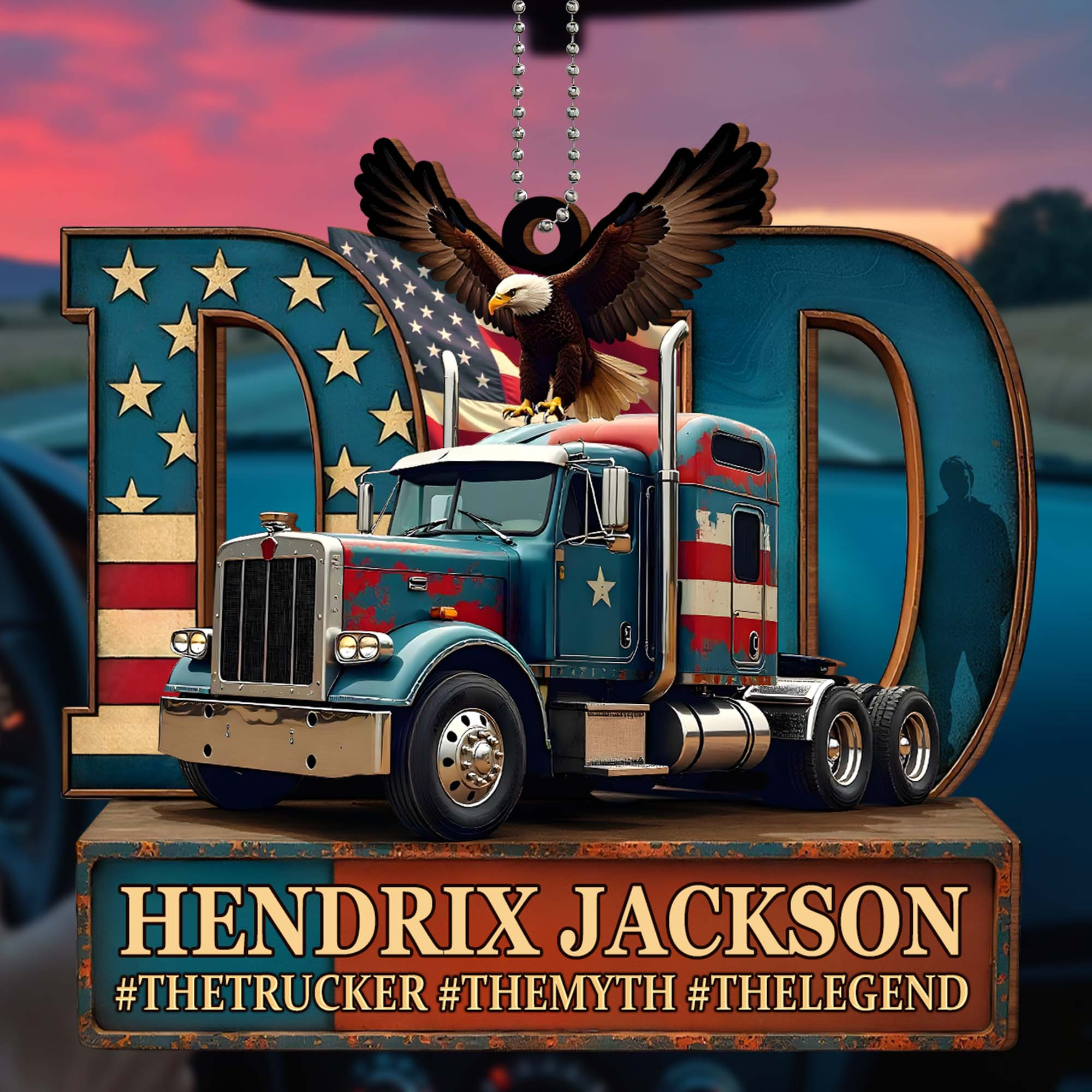 Personalized 1776 2026 250th Anniversary Truck Eagle Flag Car Ornament Gift For Patriotic Father