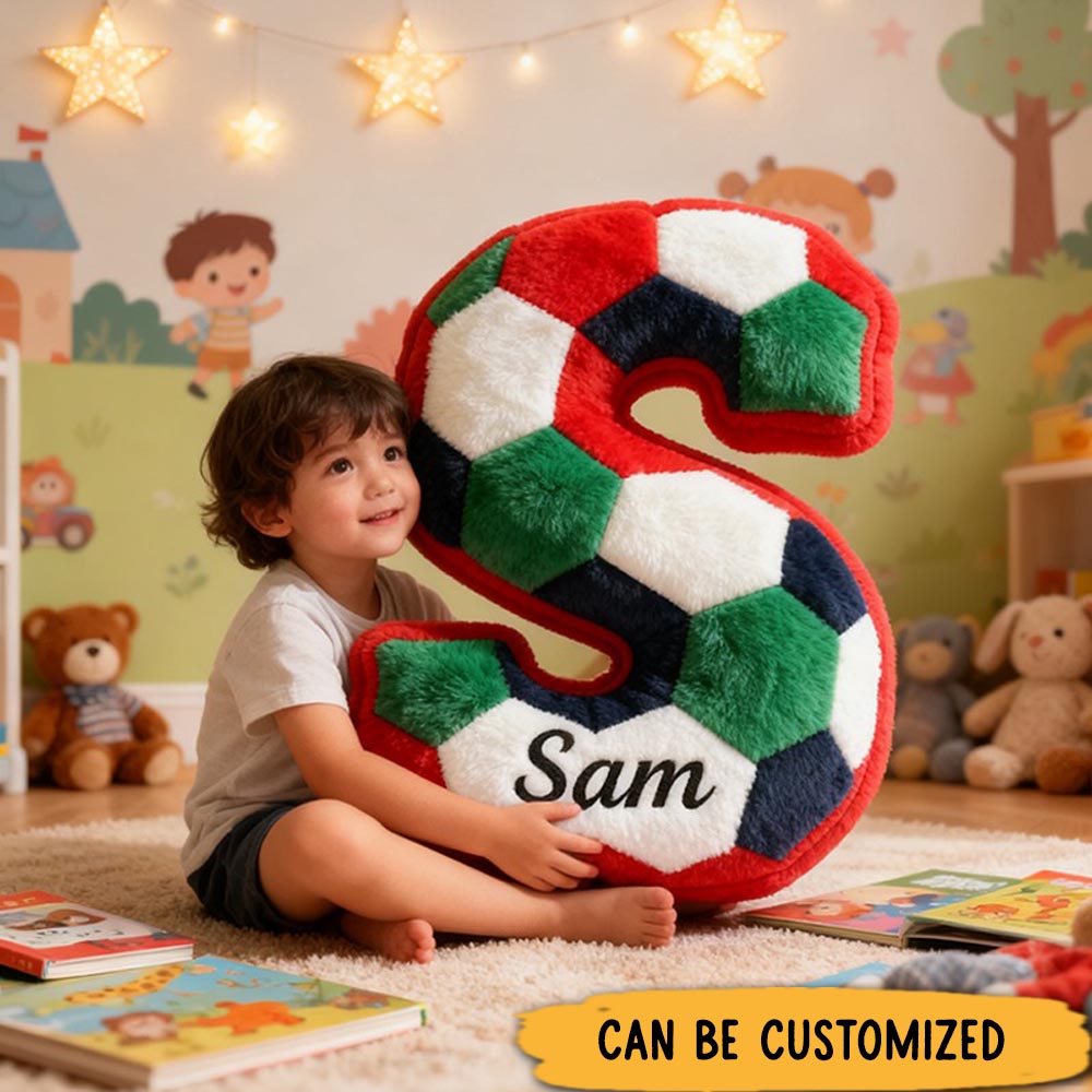 Personalized 2026 World Cup Soccer Letter Pillow with Custom Name for Soccer Fans