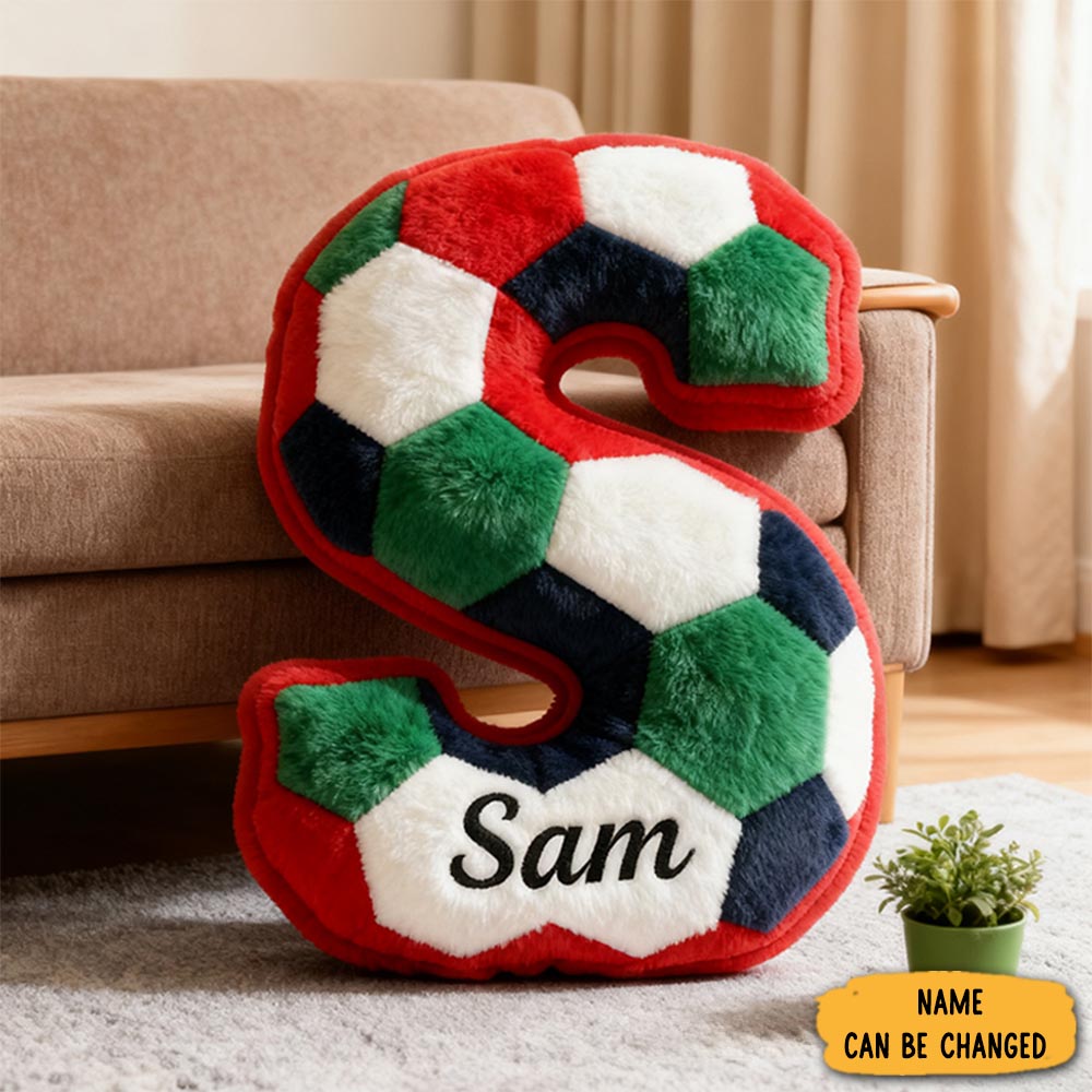 Personalized 2026 World Cup Soccer Letter Pillow With Custom Name For Soccer Fans