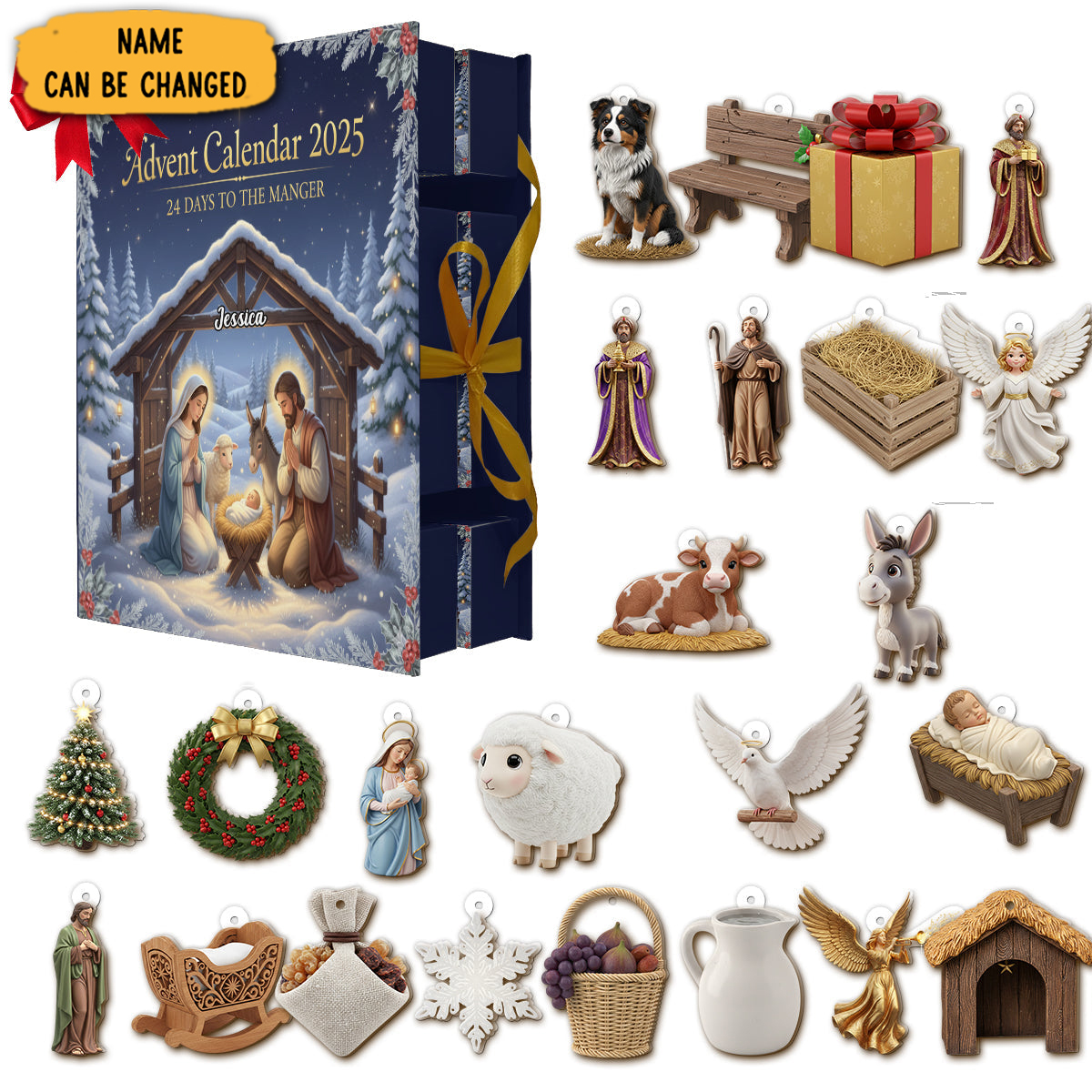 Personalized 24 Days to the Manger Advent Calendar Nativity Scene Christian Christmas Gifts