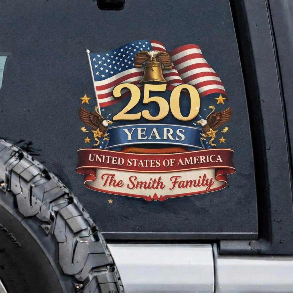 Personalized 250 USA Eagle Car Decal Sticker Custom Family Name 1776 2026 Independence Day Gift