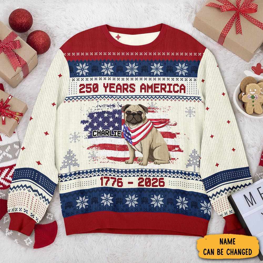 Personalized 250 Years America 1776 20206 Ugly Christmas Sweater America's 250Th Birthday Merch