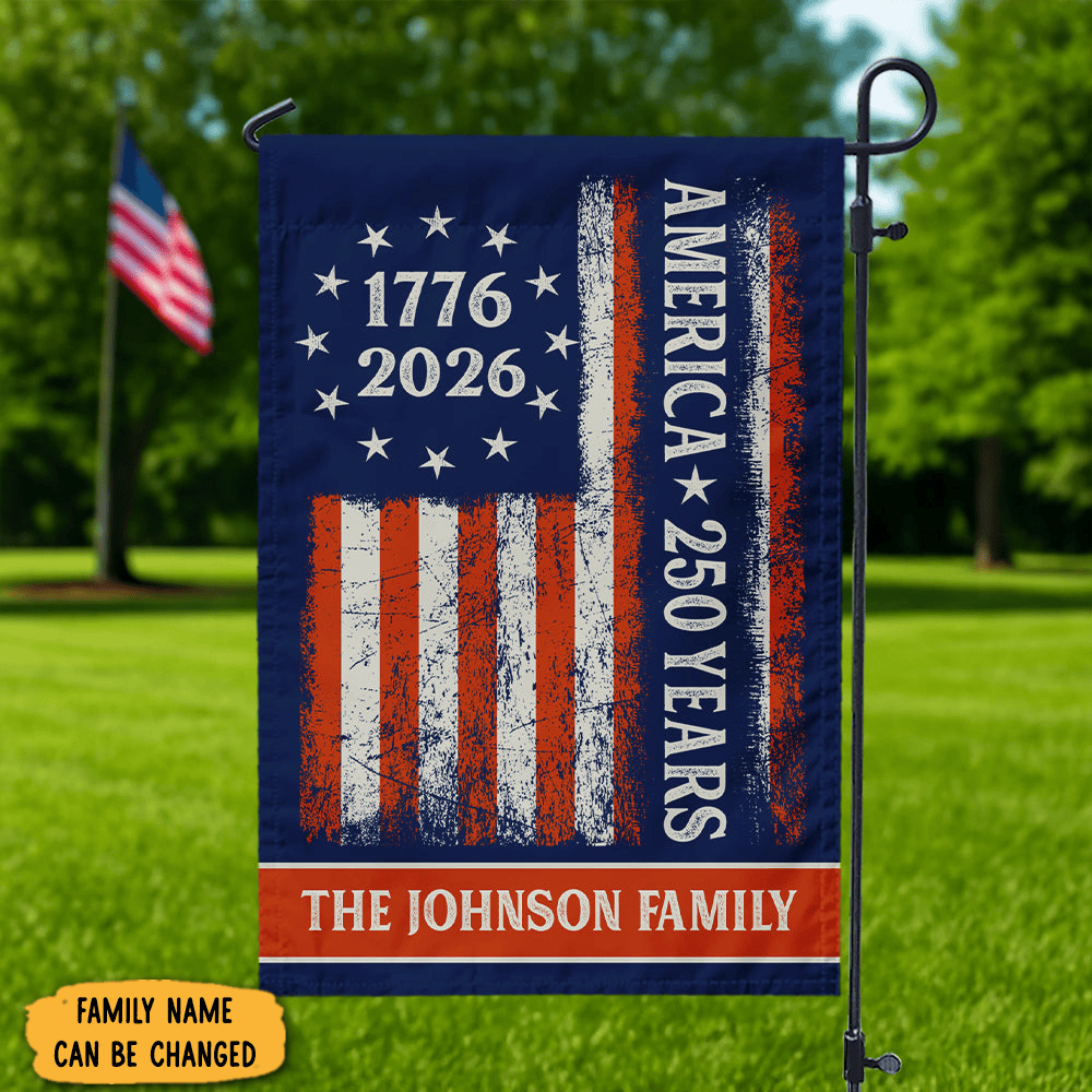 Personalized 250 Years America Flag 250th Birthday 1776 2026 Merch Patriotic Decor
