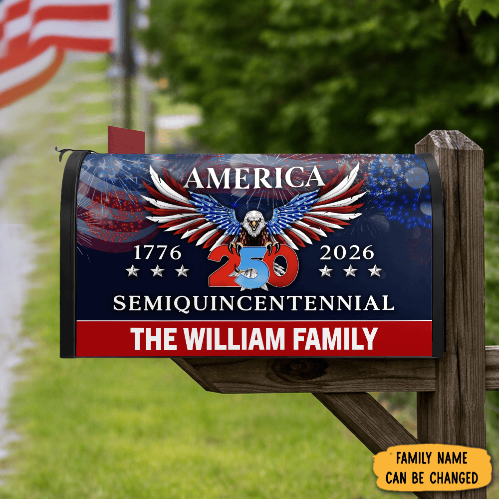 Personalized 250 Years America Semiquincentennial Mailbox Cover Fourth Of July Presents