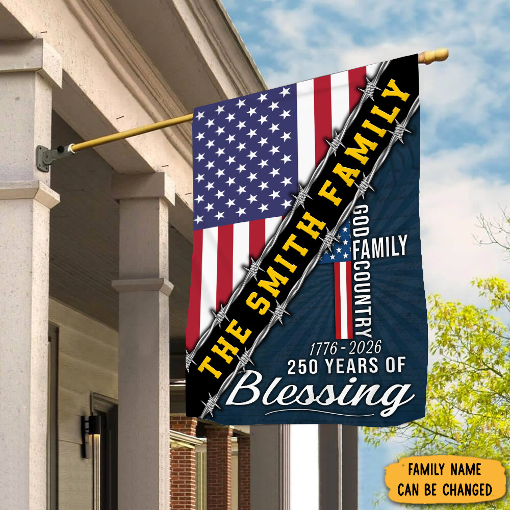 Personalized 250 Years of Blessing God 1776 2026 Flag American Outdoor Patriotic Decor