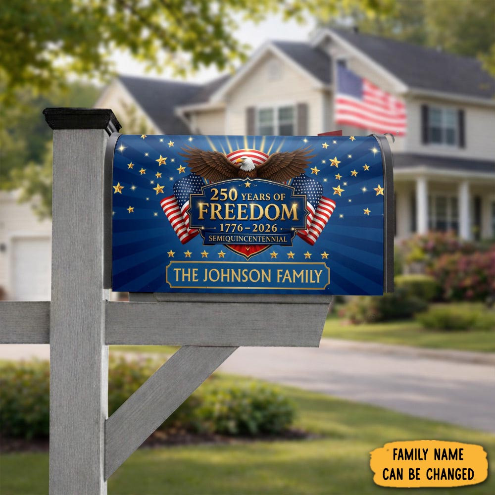 Personalized 250 Years Of Freedom 1776 2026 Semiquincentennial Mailbox Cover Patriotic House Decor