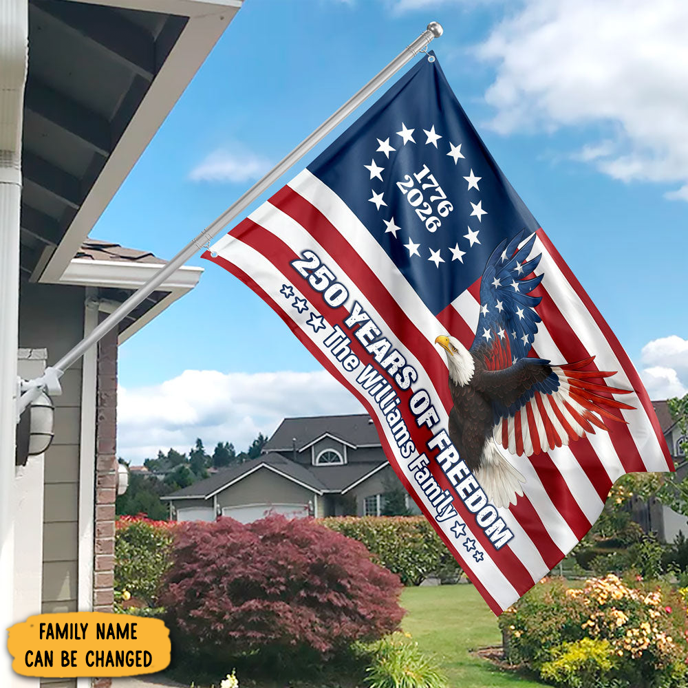Personalized 250 Years Of Freedom Flag 1776 2026 Flag Fourth Of July Merch