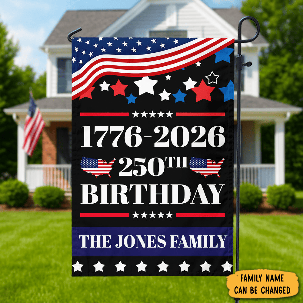 Personalized 250th Anniversary 1776 2026 Garden Flag America's Birthday Merchandise