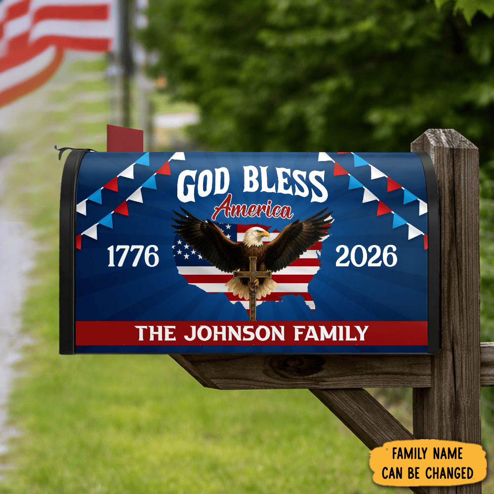 Personalized 250th Anniversary God Bless America Mailbox Cover Semiquincentennial Gift Ideas