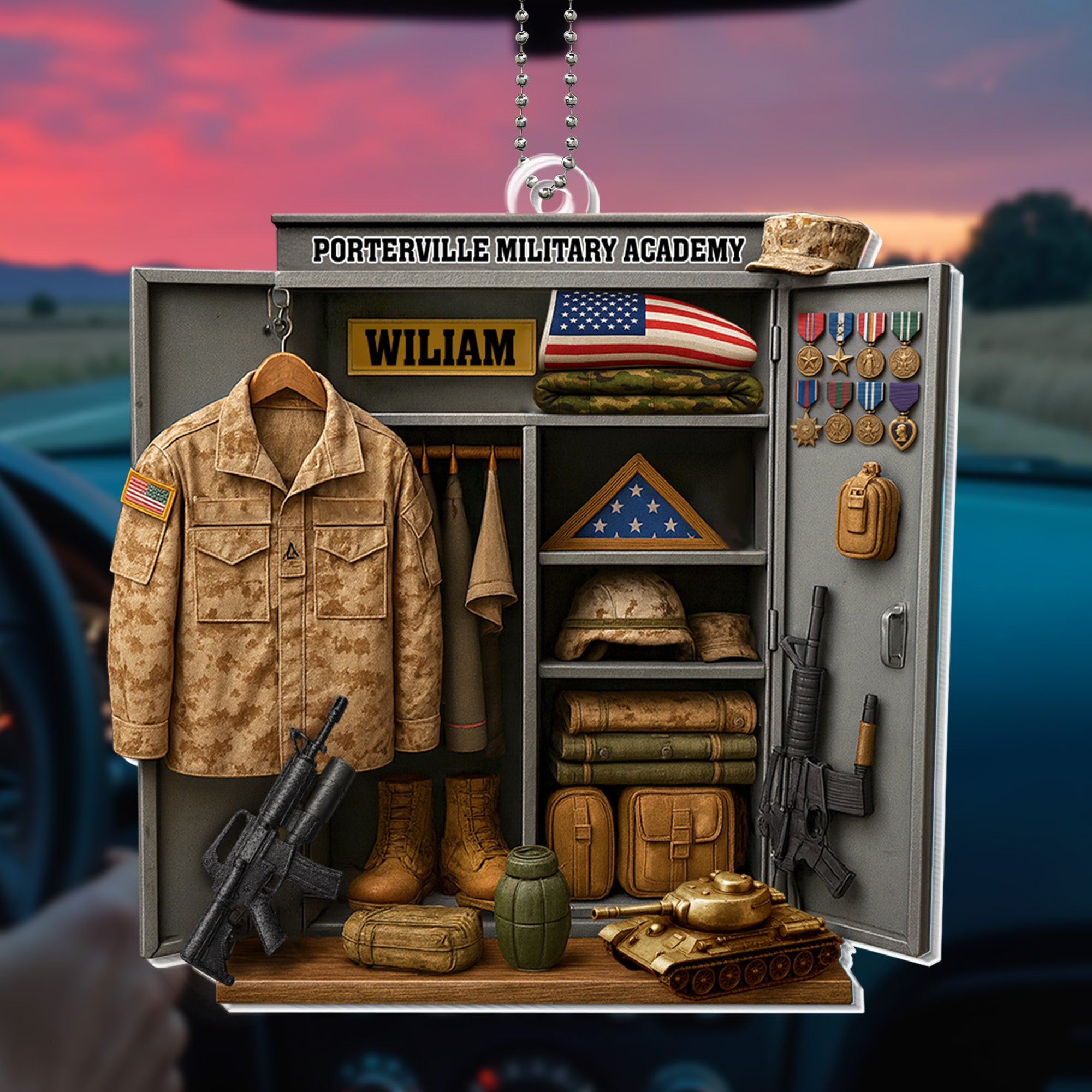 Personalized 250th Anniversary Honor Courage Tribute Brave Warriors Car Ornament Veteran Dad Gift Idea