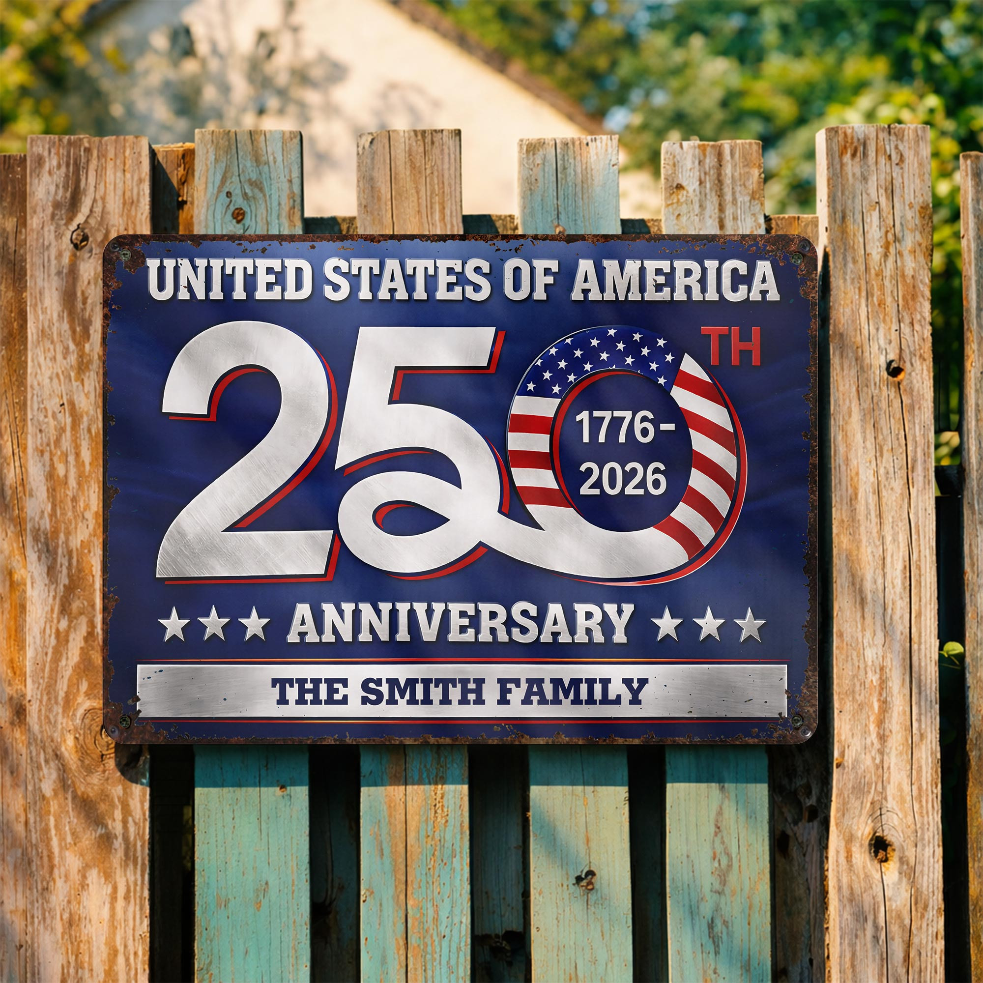 Personalized 250th Anniversary Stars Stripes Family Metal Sign Gift Ideas