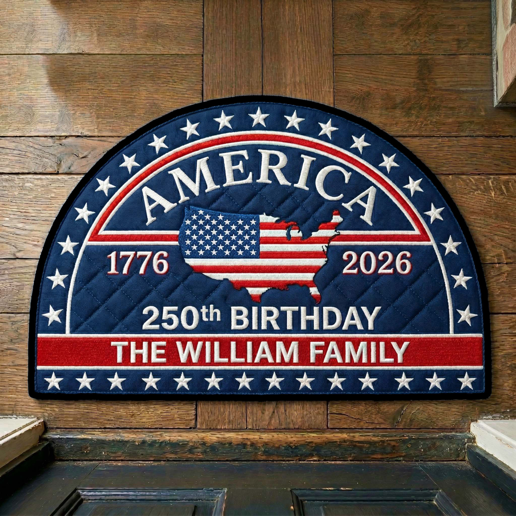 Personalized 250th Birthday Welcome Mat America Map 1776 2026 Merch Gift For Patriots