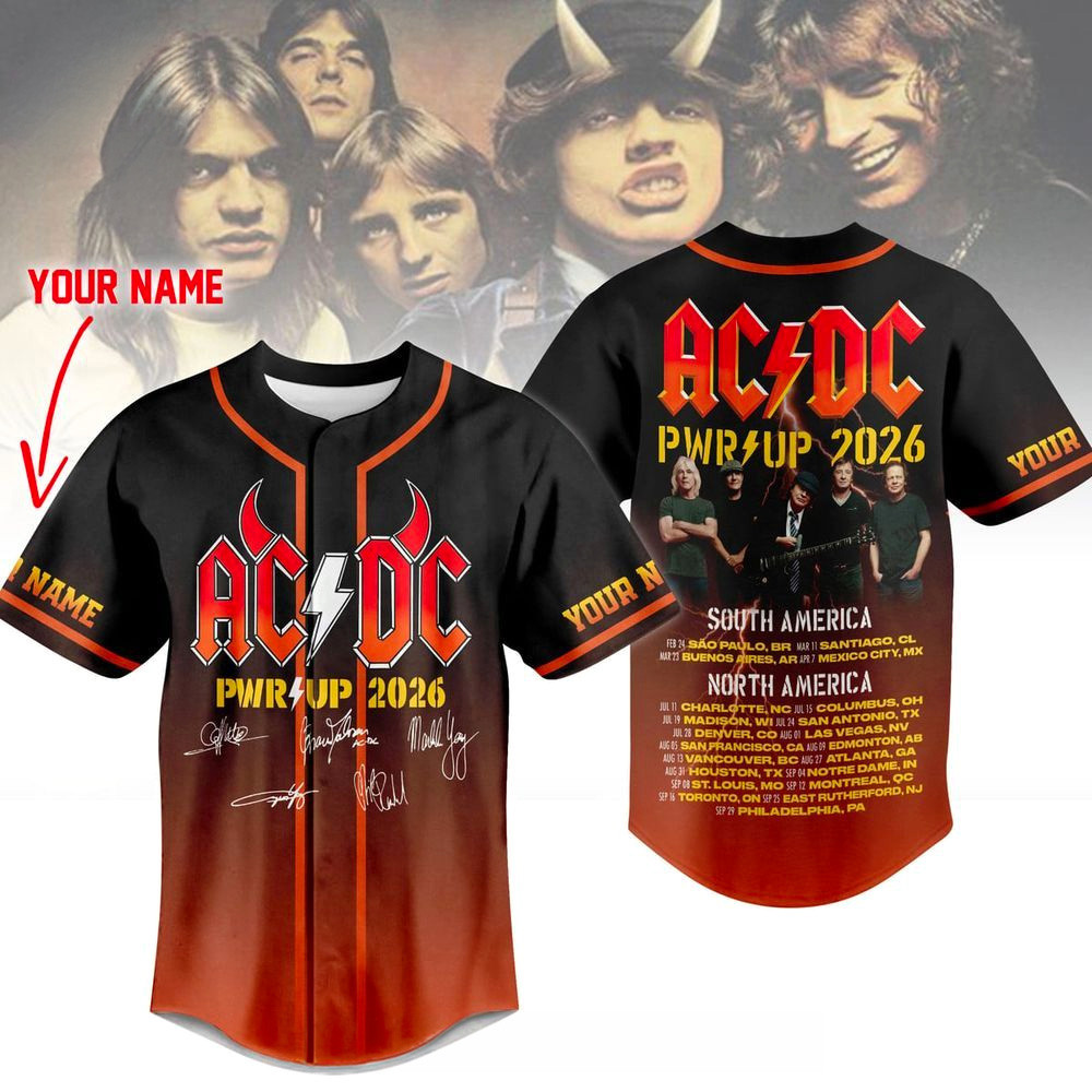 Personalized ACDC PWR Up 2026 Baseball Jersey ACDC Merch Birthday Gift For Rock Band Fans