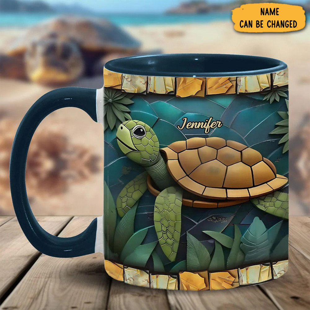 Personalized Adorable Turtle Mug Ocean Themed Animal Mug Gifts For Turtle Lovers