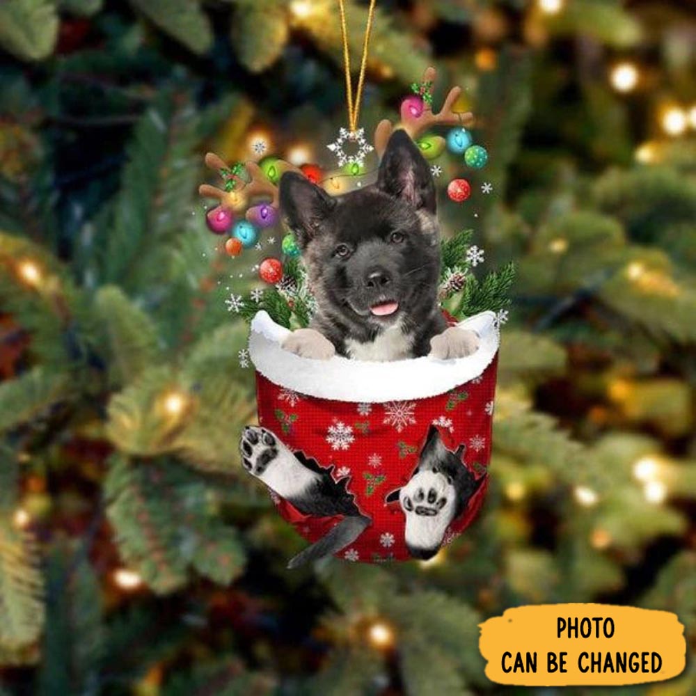 Personalized Akita In Snow Pocket Christmas Ornament Meaningful Christmas Ornament Gift