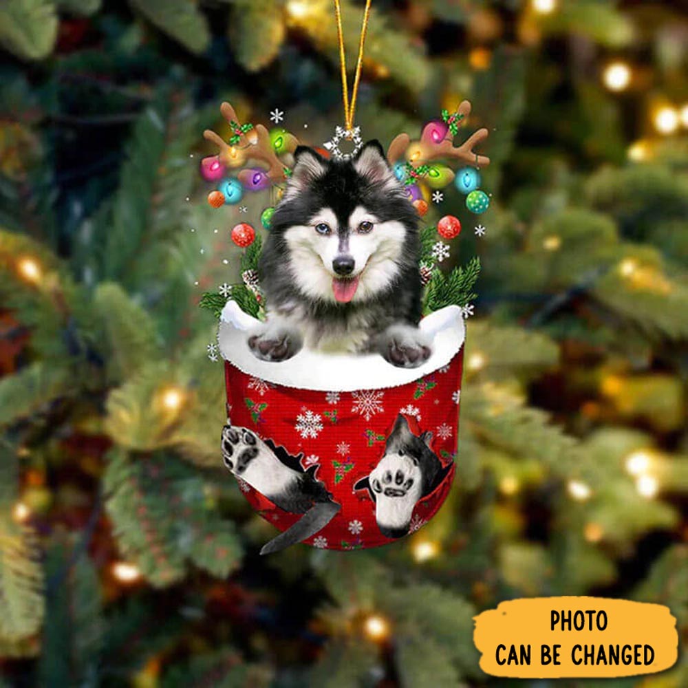 Personalized Alaskan Klee Kai In Snow Pocket Christmas Ornament Classic Christmas Ornament Gift