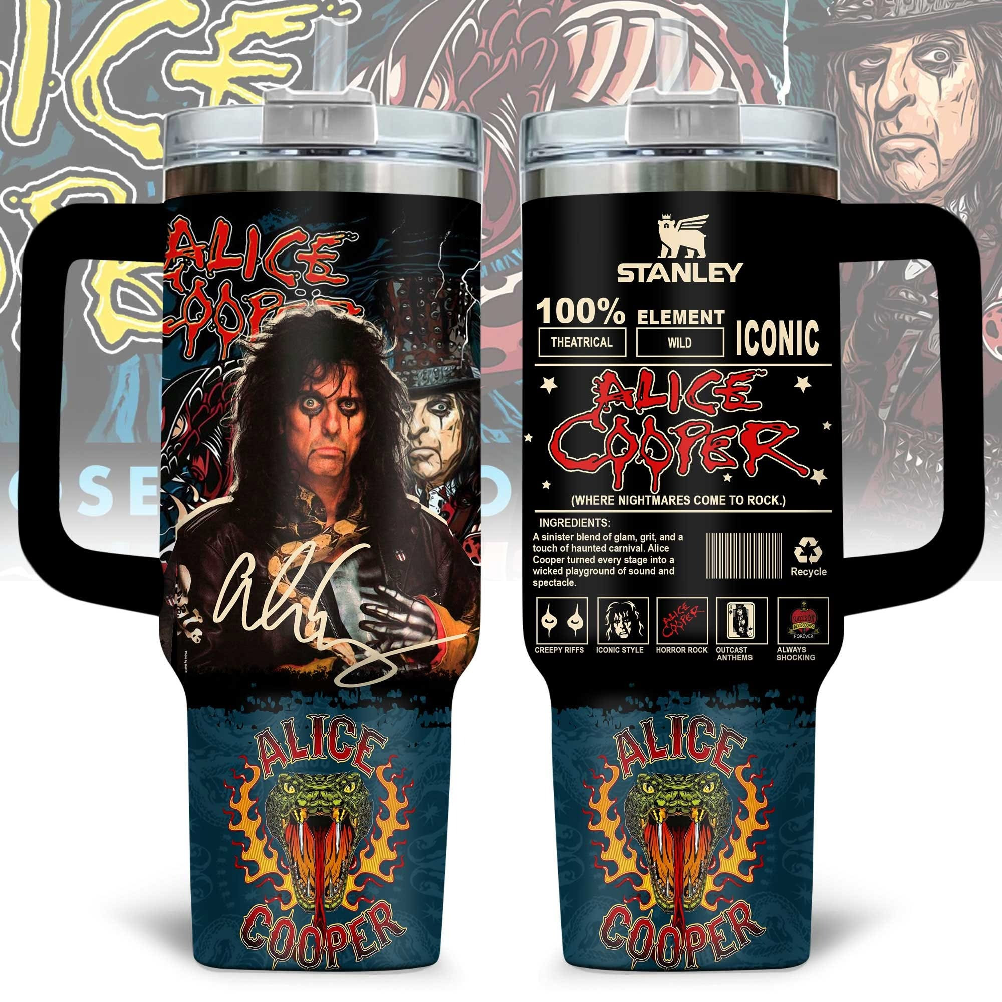 Personalized Alice Cooper Stanley Tumbler Iconic Rock Legend Mug Best Gift For Alice Cooper Fans