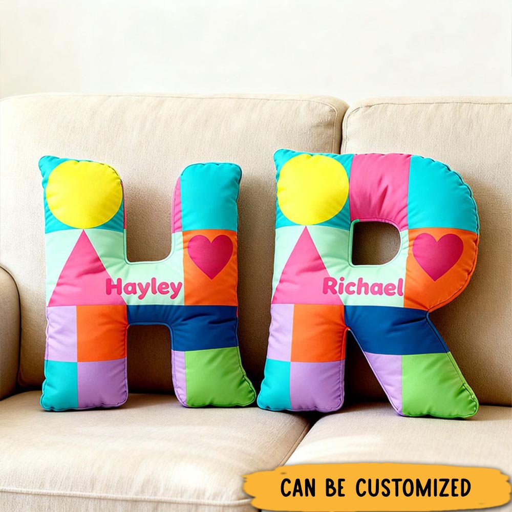 Personalized Alphabet Pillows Colorful Cozy Custom Home Decor Throw Pillow Geometry Pillow for Him