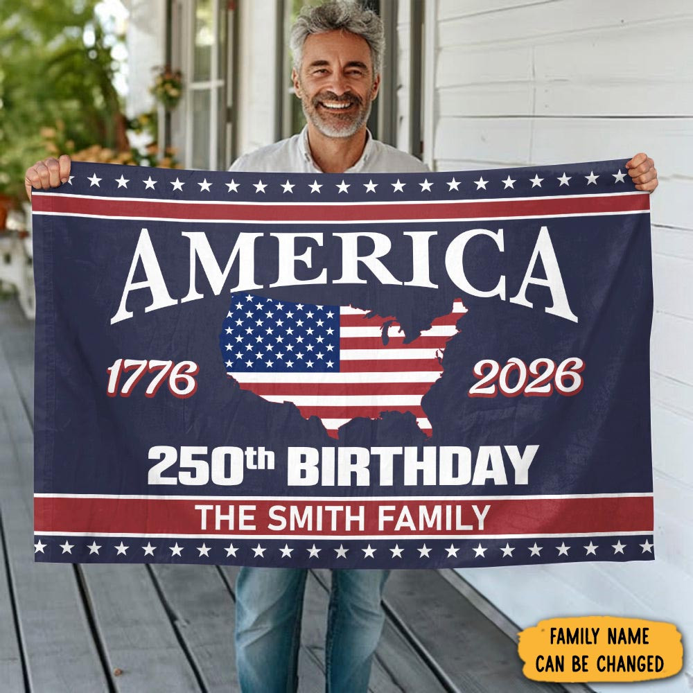 Personalized America 250 Birthday 1776 2026 Patriotic Flag July 4th Gift For Patriots