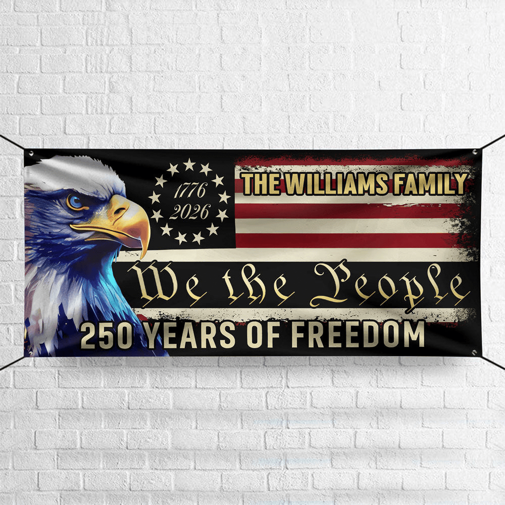 Personalized America 250th Anniversary Fence Banner We The People Gift Ideas For Patriots