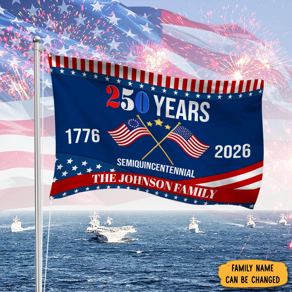 Personalized America 250th Semiquincentennial Anniversary House Flag Fourth Of July Flag