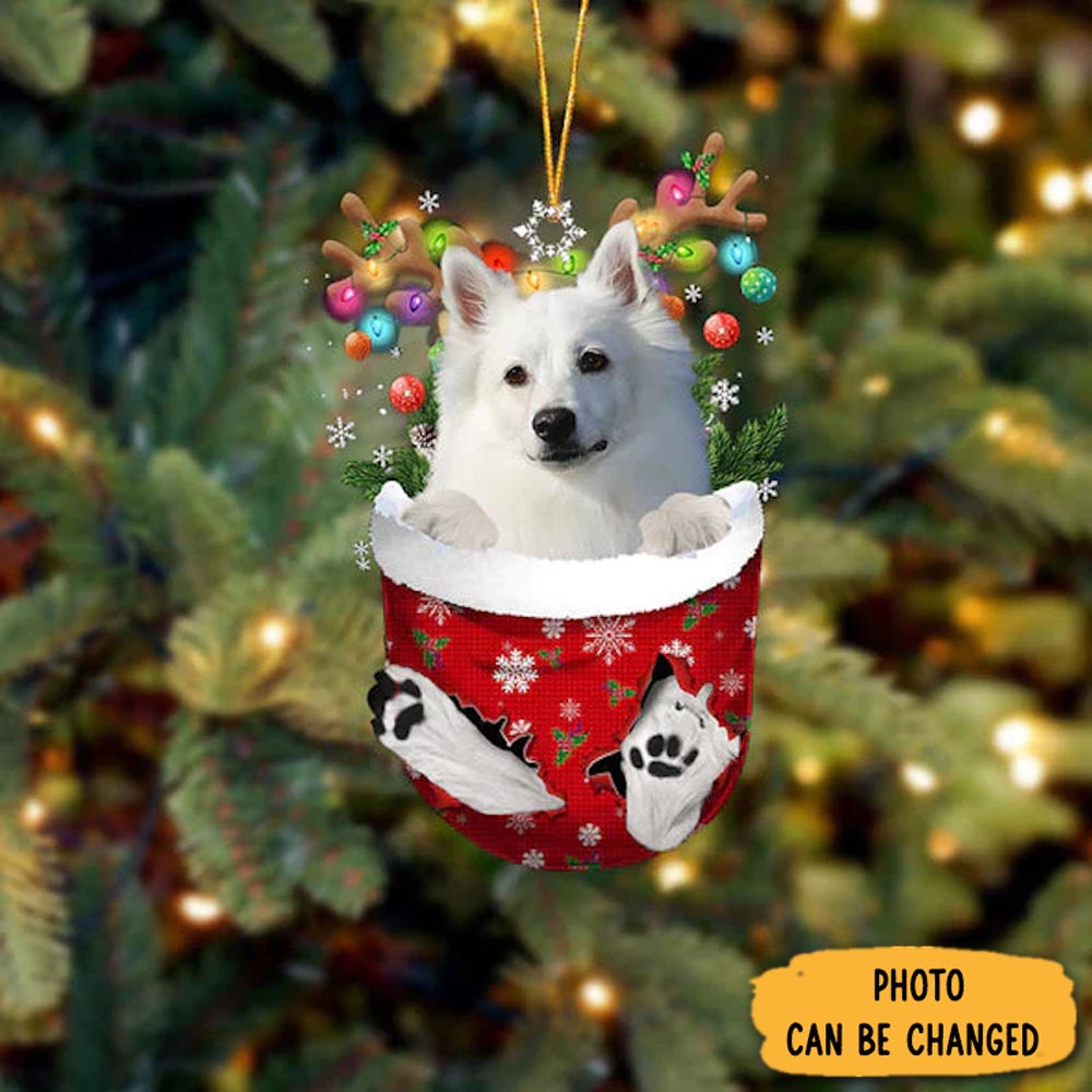 Personalized American Eskimo In Snow Pocket Christmas Ornament Unique Thanksgiving Ornament Idea