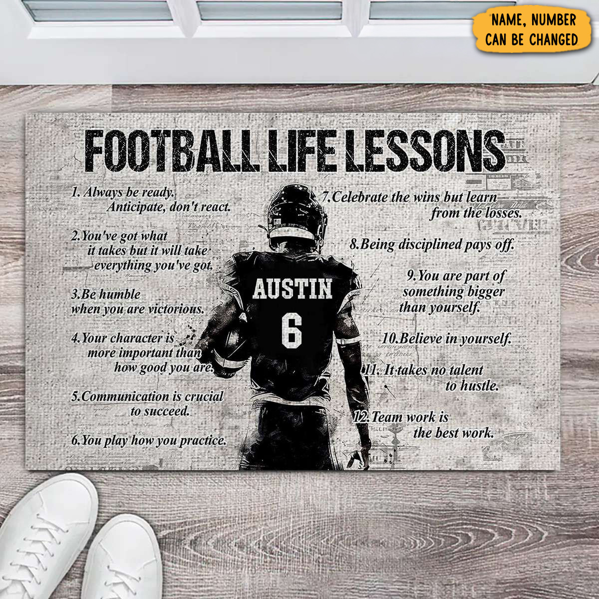 Personalized American Football Life Lessons Doormat Gift For American Football Lovers