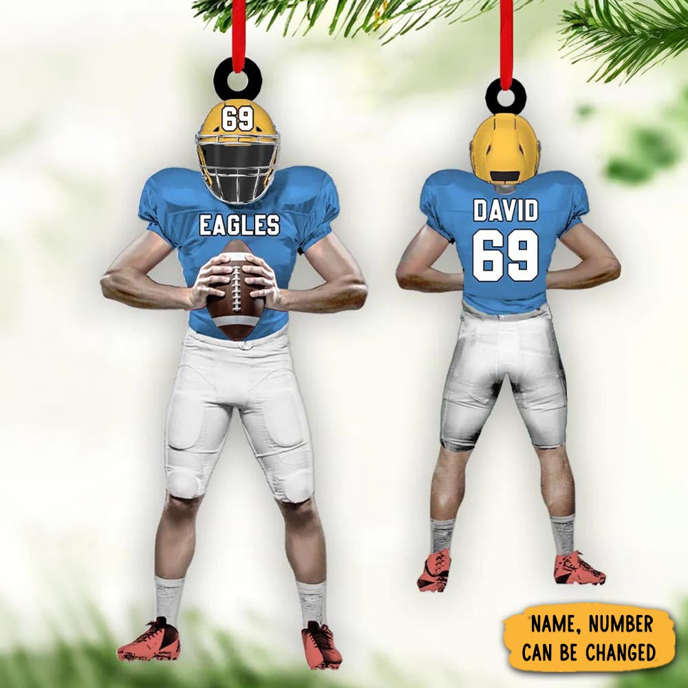 Personalized American Football Player Christmas Ornament Christmas Decor Football Xmas Gifts