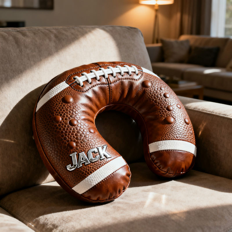 Personalized American Football Surface U Shaped Pillow Christmas Ideas For Football Lovers