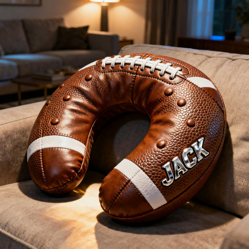 Personalized American Football Surface U Shaped Pillow Home Decor Gifts For Football Lovers