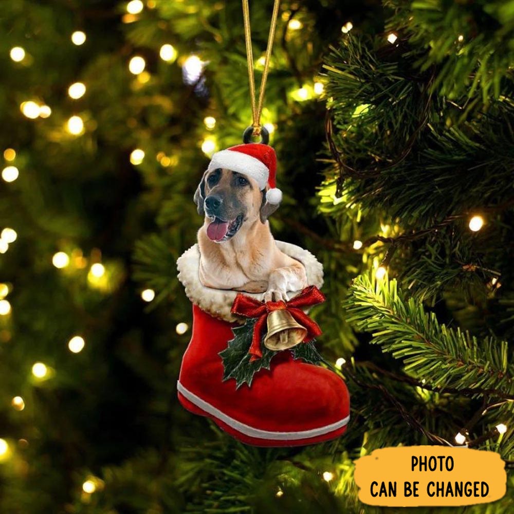 Personalized Anatolian Shepherd In Santa Boot Christmas Hanging Ornament Meaningful Christmas Ornament Gift