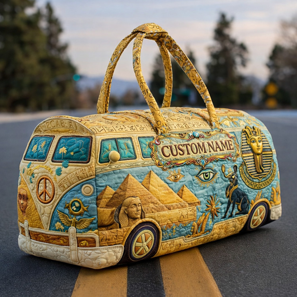 Personalized Ancient Egypt Quilted Duffle Bag Pyramid Sphinx Pharaoh Theme Gift For History Lovers