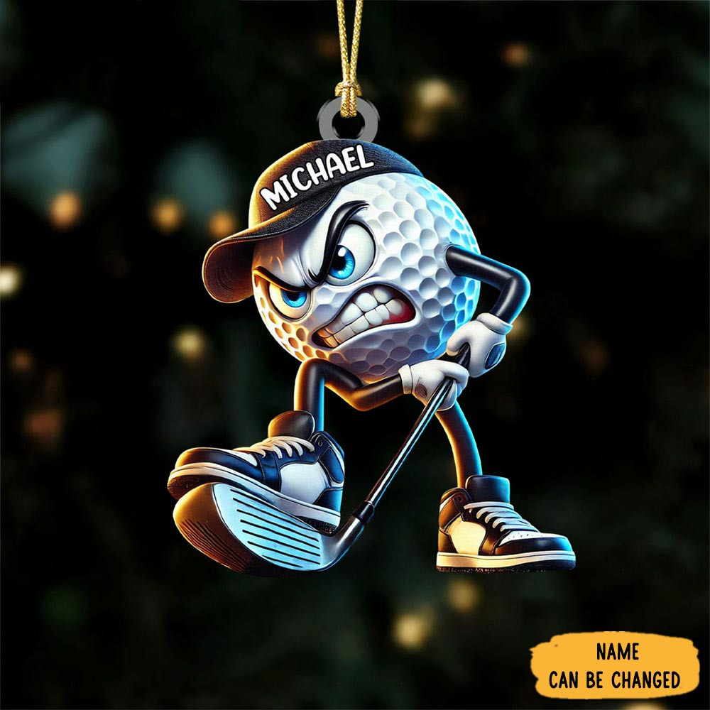 Personalized Angry Golf Ball Christmas Ornament Christmas Decorations Unique Xmas Presents