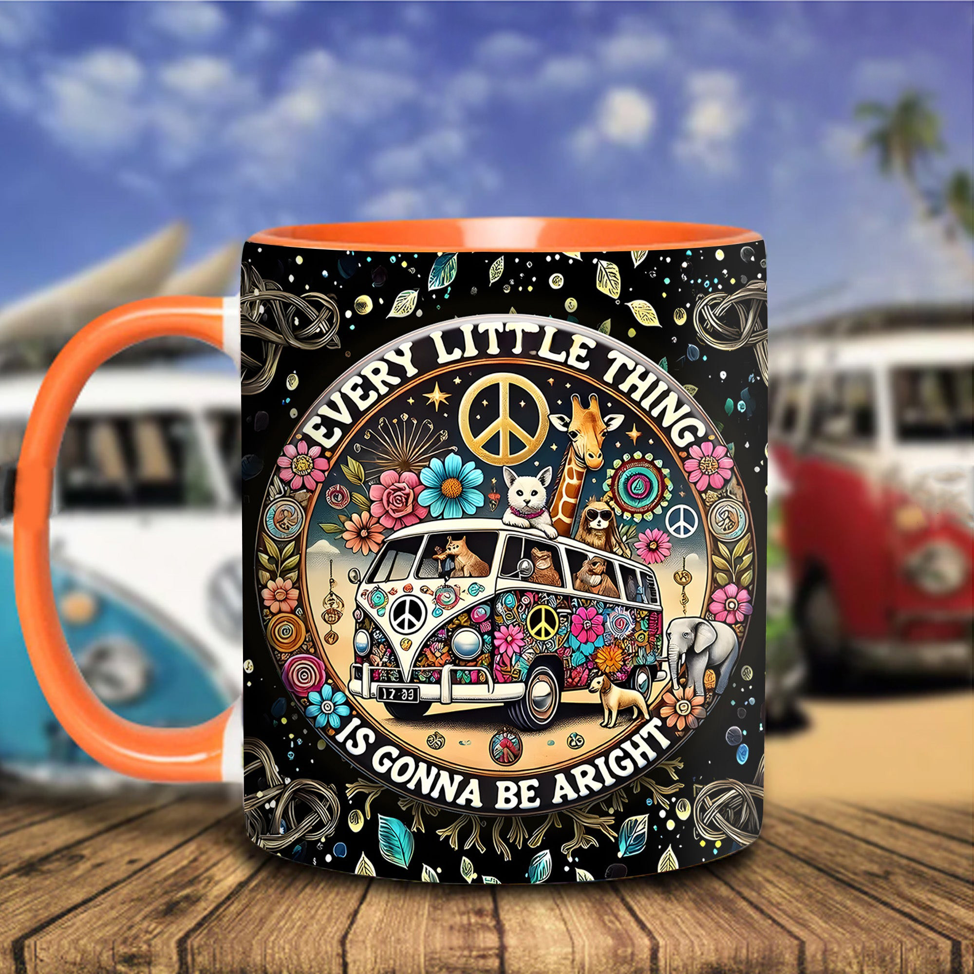 Personalized Animals Mug Every Little Thing Is Gonna Be Alright Hippie Accent Mug Gifts