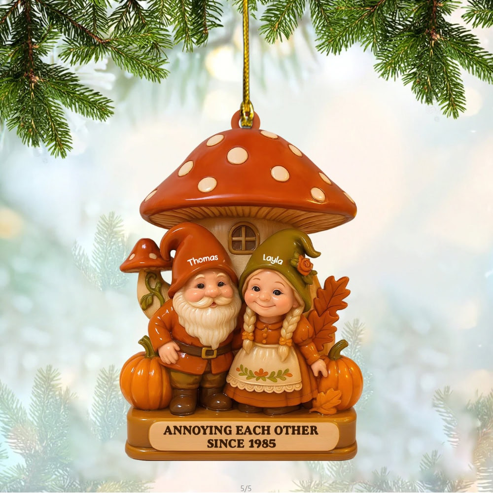 Personalized Annoying Each Other Since Mushroom House And Gnomes Custom Acrylic Ornament Gift For Couples