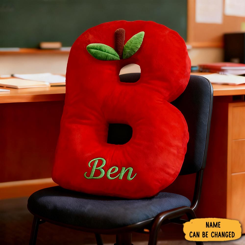 Personalized Apple Letter Shaped Teacher Pillow Custom Name Cushion Graphic 3d Print Gift For Educators And Teachers