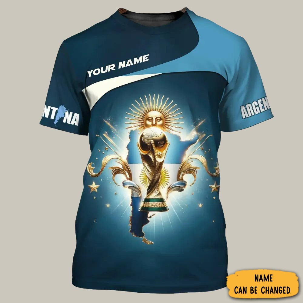 Personalized Argentina Football T-Shirt Argentina National Football Team Clothing Line Gift Ideas