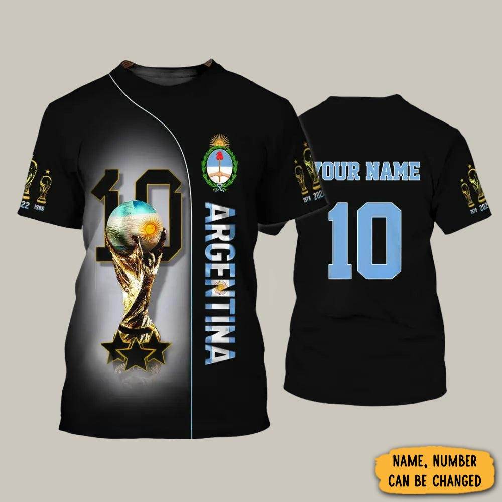 Personalized Argentina Football T-Shirt Argentina World Cup 2026 Clothes Gift For Men