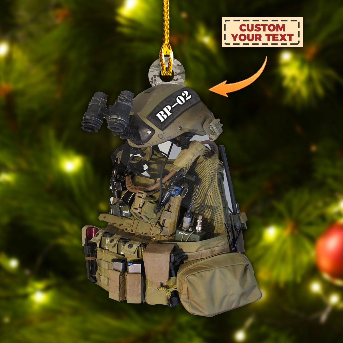Personalized Army Full Vest Uniform Acrylic Shaped Ornament Perfect Gift for Army Veteran